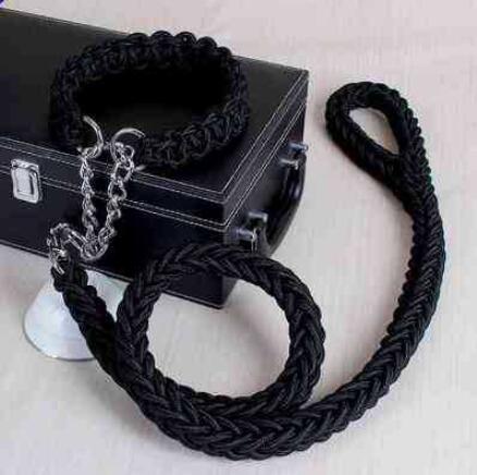 Double Strand Rope Large Dog Leashes Metal P Chain Buckle Contrast  Colorful Pet Traction Rope Collar Set Firm 1.2m Length