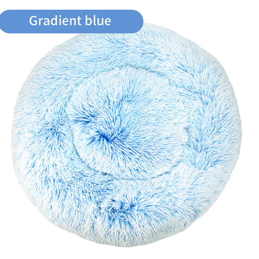 Dog Kennel Cat Kennel Plush Round Gradual Change Pet Kennel Dog Bed Winter Mat Gradual Change Pet Mattress Pet Supplies