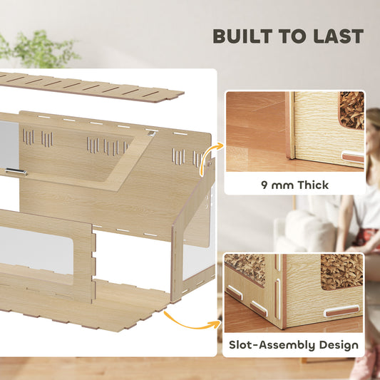 39 Inch Hamster Cage Habitat With Acrylic Window & Openable Top For Hamster, Gerbil, Guinea Pig, Rat, Oak