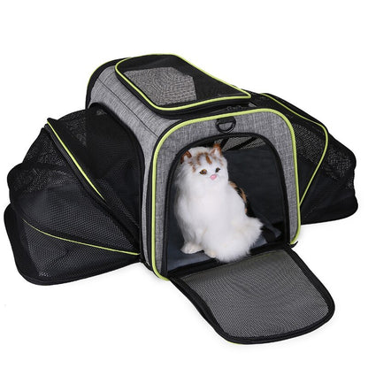 Pet Dog Expandable Carriers Backpack Portable Pet Cat Transport Bag Foldable Mesh Breathable Dog Cat Carriers Car Travel Bag