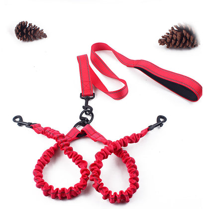 Explosion-Proof Double-Headed Pet Leash Luminous Pet Double-Headed Dog Leash One Drag Two Large Dog Leash