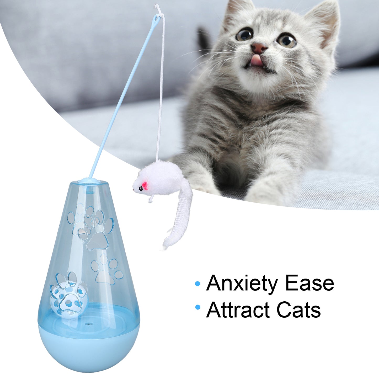 Cat Toy Cat Built In Bell Ball Interactive Snack Toy With Plush Mouse Cat Stick For Indoor Cats Kittens