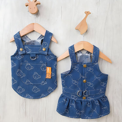 Teddy Bichon Pet Spring And Autumn Thin Denim Princess Dress Small Dog Cute Dress