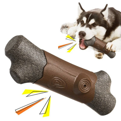 Großer, bissfester Schleifstab für Hunde, der Geräusche aus einem Ast macht