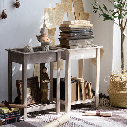 Solid Wood Retro Multi-functional Storage Rack