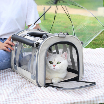 Tragbare Haustiertasche für den Außenbereich, transparent, atmungsaktiv, faltbar