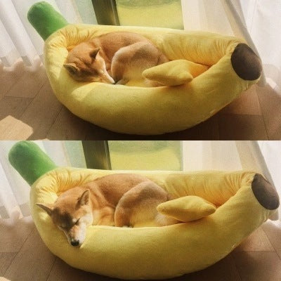 Washable Pet Banana Bed – Hund Katze Kuschel Pad