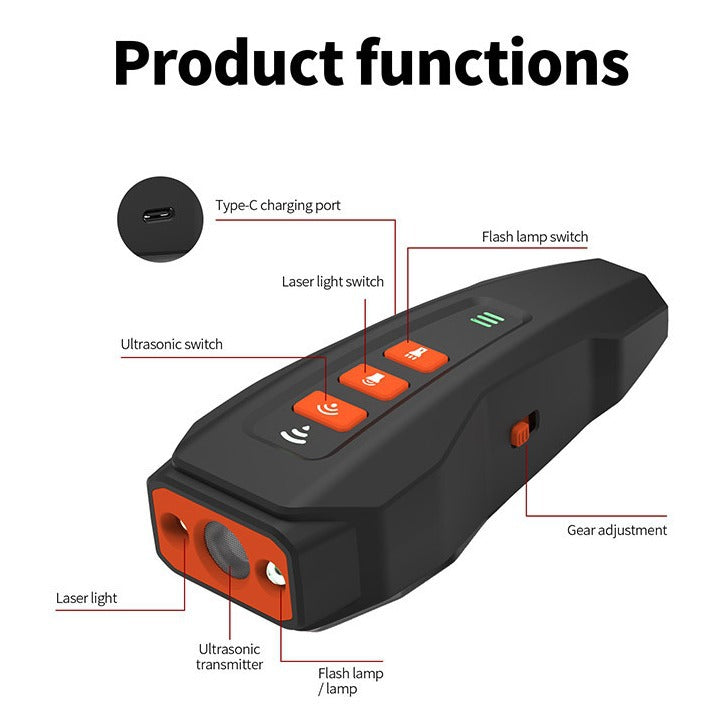 Ultrasonic Bark Stopper: Portable Rechargeable Anti-Barking Device with Frequency Modulation and LED Flashing Light