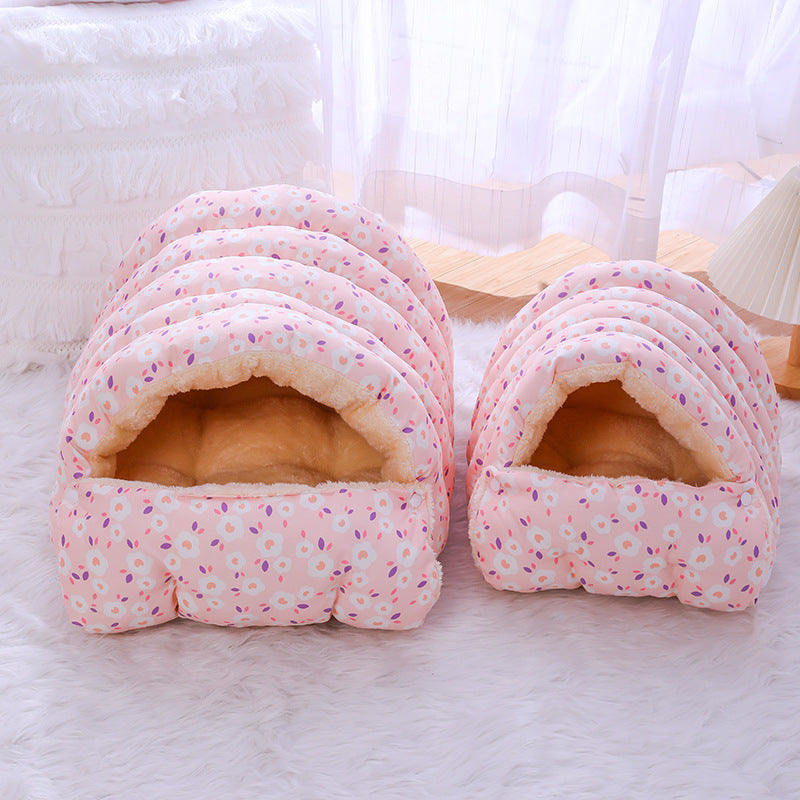 Warm Cat Bed with Detachable Cat Sleeping Bag Plus Velvet Thickening Warm Dog Bed