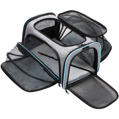 Pet Dog Expandable Carriers Backpack Portable Pet Cat Transport Bag Foldable Mesh Breathable Dog Cat Carriers Car Travel Bag