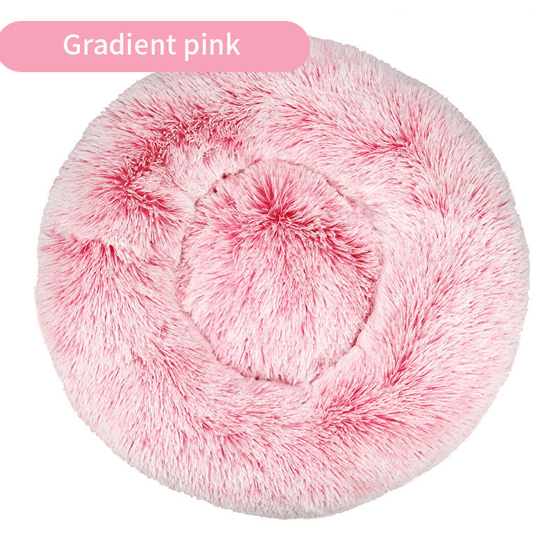 Dog Kennel Cat Kennel Plush Round Gradual Change Pet Kennel Dog Bed Winter Mat Gradual Change Pet Mattress Pet Supplies