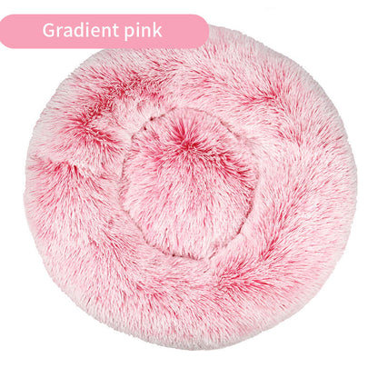 Dog Kennel Cat Kennel Plush Round Gradual Change Pet Kennel Dog Bed Winter Mat Gradual Change Pet Mattress Pet Supplies