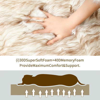 Luxury Faux Fur 5 Inches Thick Super Soft Memory Foam Dog Bed With Soft Removable Please Note That This Product Is Shipped By Yourself For The Average Shipping Cost