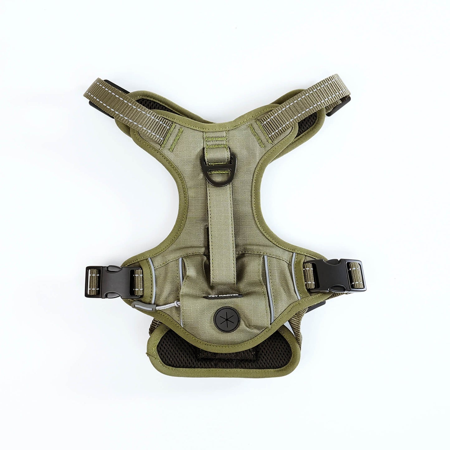 PETMARVEL High-Perfomance Tactical Dog Harness With Poop Bag Holder, No Pull Front Clip & Metal Buckles, Brown S