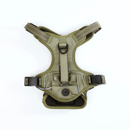 PETMARVEL High-Perfomance Tactical Dog Harness With Poop Bag Holder, No Pull Front Clip & Metal Buckles, Brown S