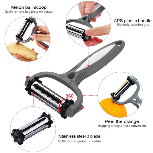 3 In 1 Peeler Fruit Planer Apple Peeler Melon Planer Kitchen Potato Household Vegetable Peeler Shredded
