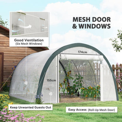 Outsunny 4 X 3m Walk-In Tunnel Greenhouse, With Accessories - White