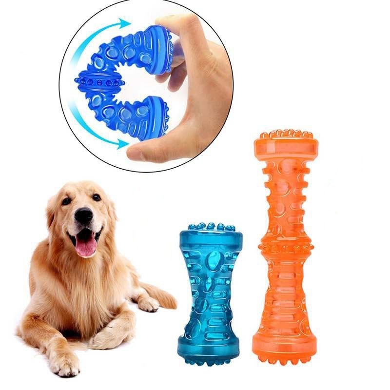 TPR Großes Hundeknochen-Gummi-Haustierspielzeug Sound Starkes Bissfestes Haustier-Zahnbürstenspielzeug 