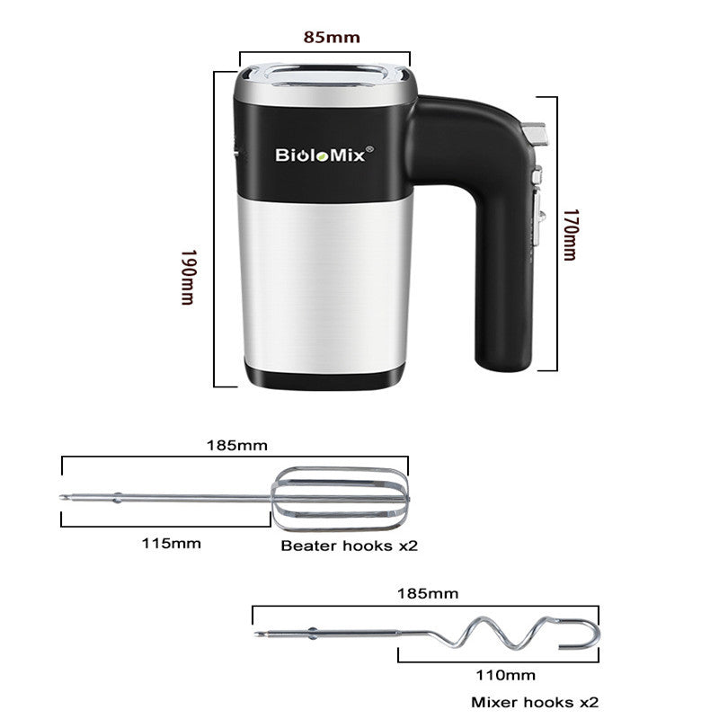 Elektrischer Handmixer 500W - 5 Stufen Teigmixer Schneebesen