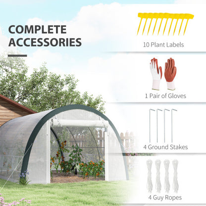 Outsunny 4 X 3m Walk-In Tunnel Greenhouse, With Accessories - White