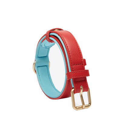 Light Luxury Leather Dog Collar Fashion Wear-Resistant Tear Bite Widening Collar Pet Supplies
