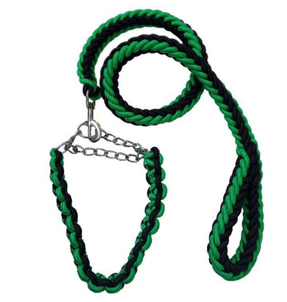 Double Strand Rope Large Dog Leashes Metal P Chain Buckle Contrast  Colorful Pet Traction Rope Collar Set Firm 1.2m Length