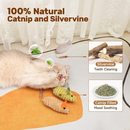 Potaroma Cat Toys  Squeak Mice Interactive Catnip Silvervine Animals Toys For Indoor Kittens  Cat Nip Chirping Toy Cat Chew Exercise Toy For All Breeds And Species