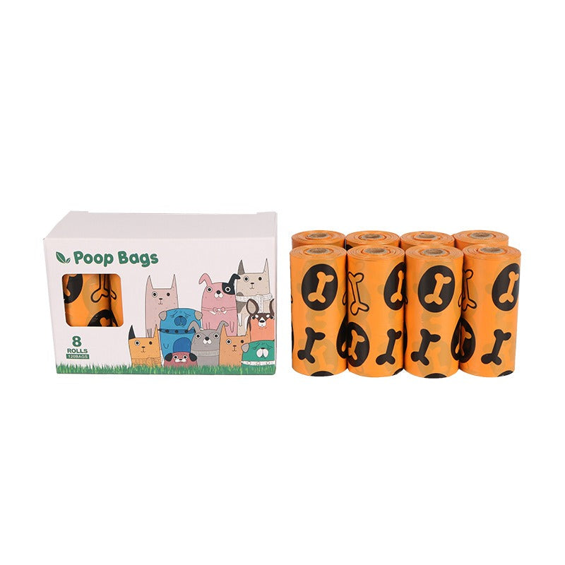 Orangefarbene und grüne Haustier-Müllbeutel für Hunde zum Aufsammeln von Kot und Stuhlgang