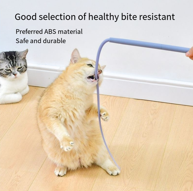 Silicone cat teaser pole mouse tail silicone cat interactive simulation mouse catching replaceable pole cat toy