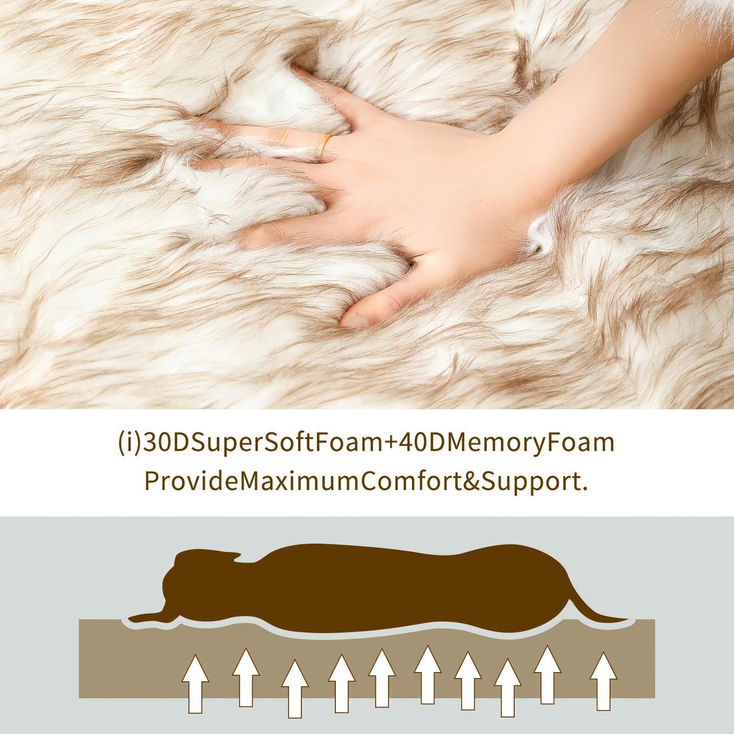 Luxury Faux Fur 5 Inches Thick Super Soft Memory Foam Dog Bed With Soft Removable Please Note That This Product Is Shipped By Yourself For The Average Shipping Cost