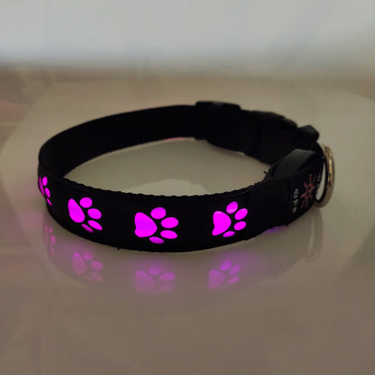 Led Rechargeable and Luminous Dog Paw Anti-Accident, Anti-Loss and Anti-Loss Light Warning Dog Collar Pet Collar