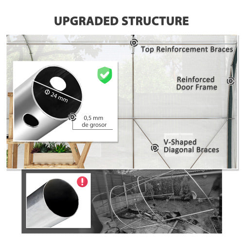 Outsunny 4 X 3m Walk-In Tunnel Greenhouse, With Accessories - White