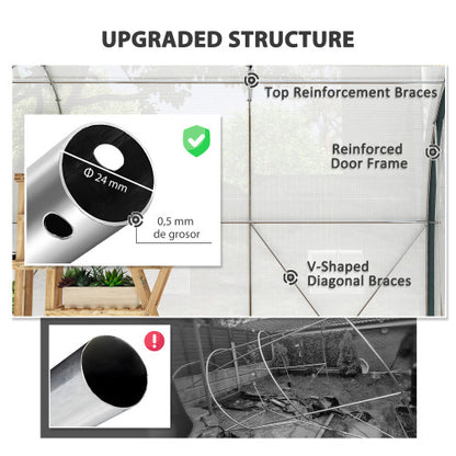 Outsunny 4 X 3m Walk-In Tunnel Greenhouse, With Accessories - White