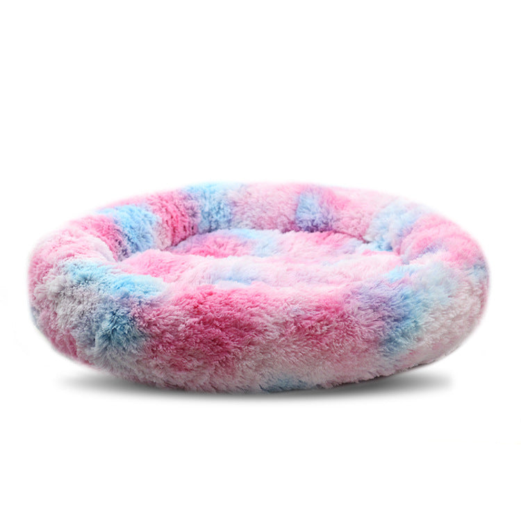 55*55 cm Colorful Dog Kennel Cat Kennel Pet Bed Round Plush Winter Dog Pad Cat Pad Small And Medium Dogs