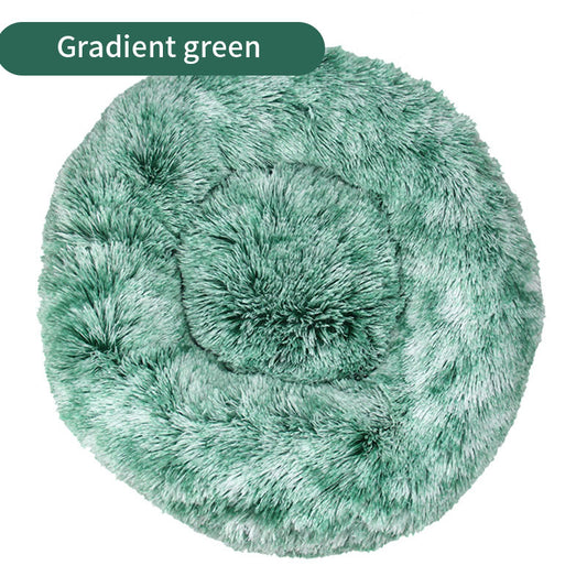 Dog Kennel Cat Kennel Plush Round Gradual Change Pet Kennel Dog Bed Winter Mat Gradual Change Pet Mattress Pet Supplies