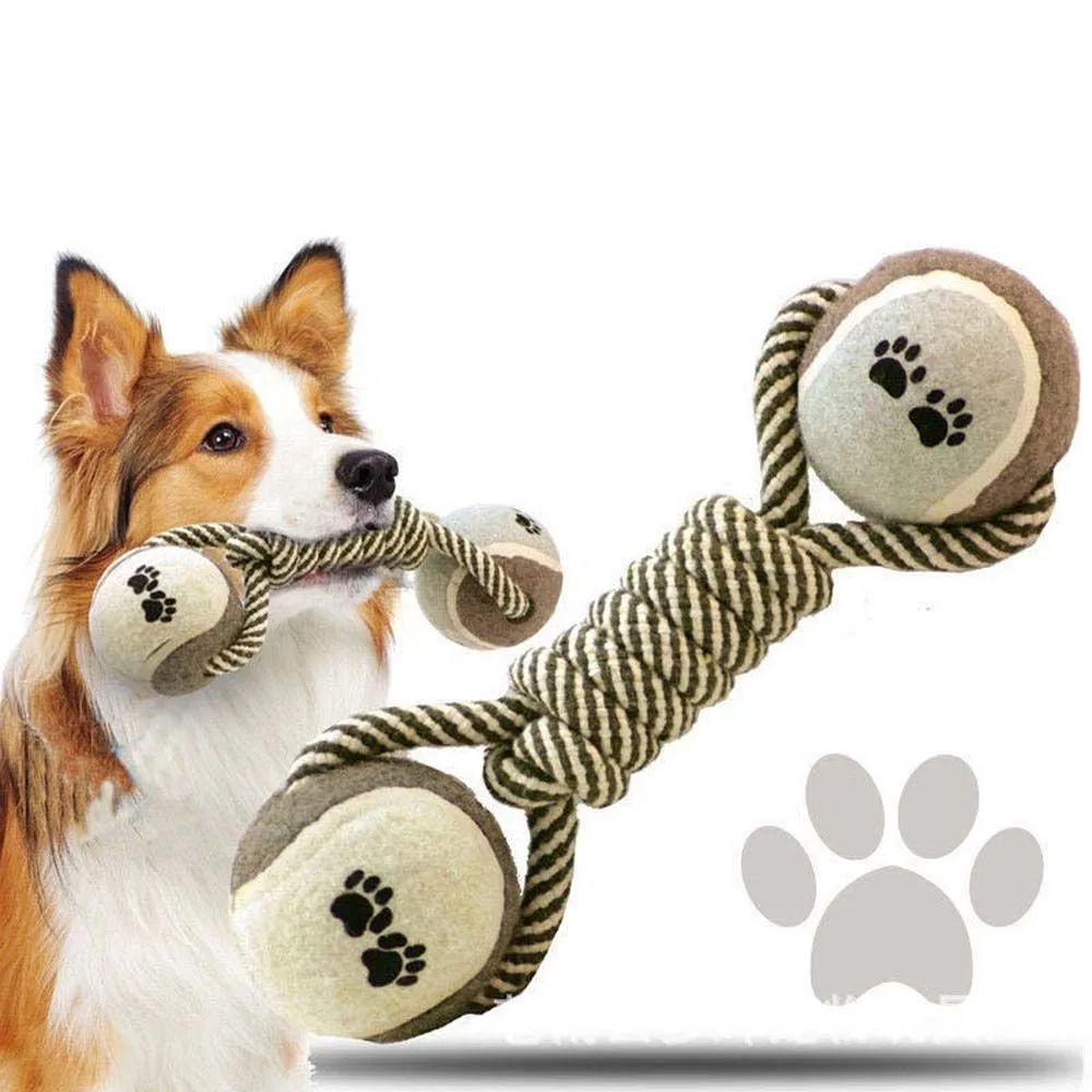 Haustiere Kauspielzeug Baumwollseil Tennis Hantel Gummiball Mittelgroß Groß Hund Interaktives Spielzeug Tier Spielzubehör