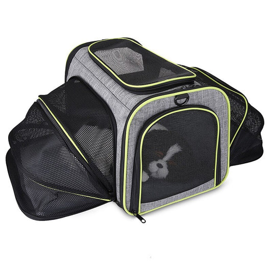 Pet Dog Expandable Carriers Backpack Portable Pet Cat Transport Bag Foldable Mesh Breathable Dog Cat Carriers Car Travel Bag