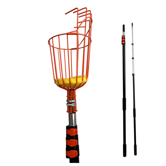 Picker With Telescoping Extension Pole, Reach Aluminium Telescoping Pole, Telescopic Fruit Tree Picker Tool For Picking Orange Mango Avocado Lemon Pear