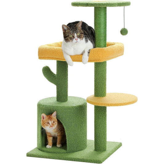 Cactus Shape Cat Tower – Kratzbaum mit Plüschbett