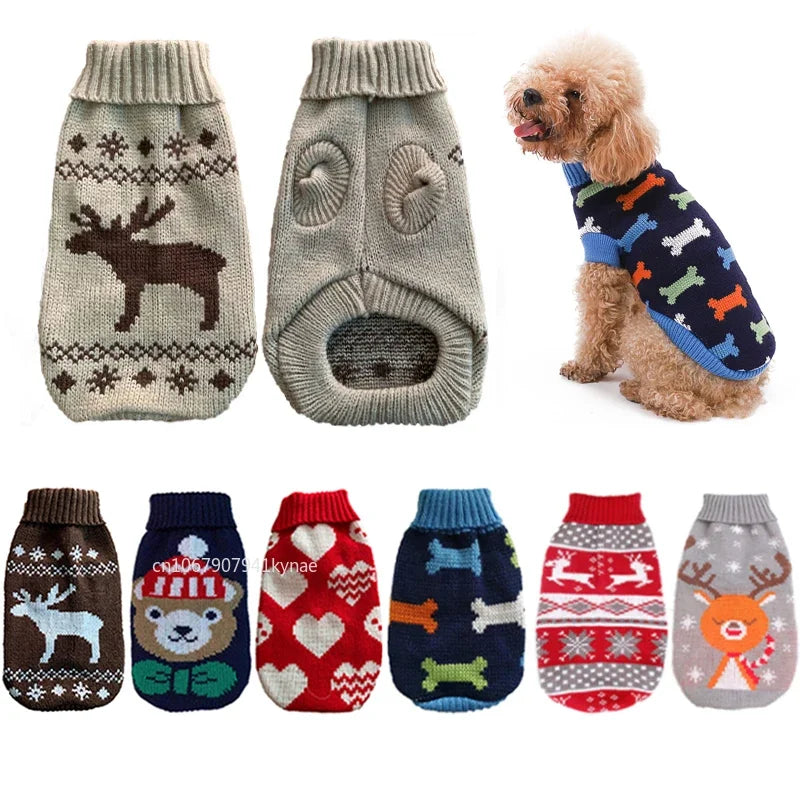Warmer Hundepullover für den Winter, für kleine und mittelgroße Hunde, gestrickter Mantel für Welpen und Katzen, Chihuahua, französische Bulldoggen, Yorkie