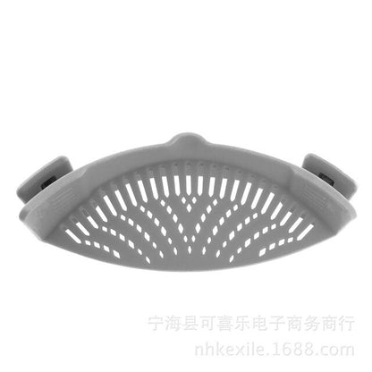 Silikon-Küchensieb Clip Pan Drain Rack Schüssel Trichter Reis Pasta Gemüse Waschen Sieb Ablassen Überschüssige Flüssigkeit Univers