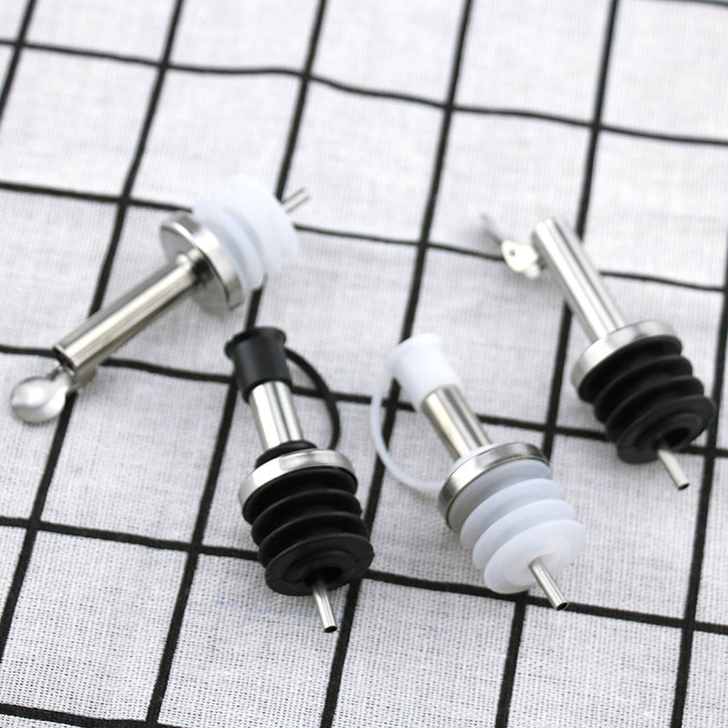 Stainless Steel Oil Bottle Stopper Pour Oil Stopper Silicone With Cap 2.4cm Stainless Steel Wine Olive Oil Pourer Dispenser