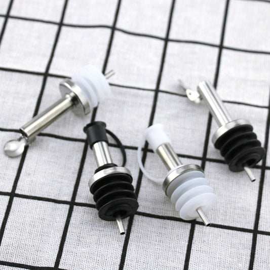 Stainless Steel Oil Bottle Stopper Pour Oil Stopper Silicone With Cap 2.4cm Stainless Steel Wine Olive Oil Pourer Dispenser