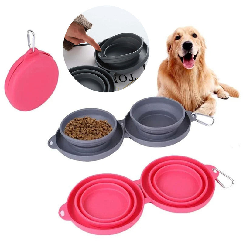 Foldable Double Pet Bowl – Hunde & Katzen