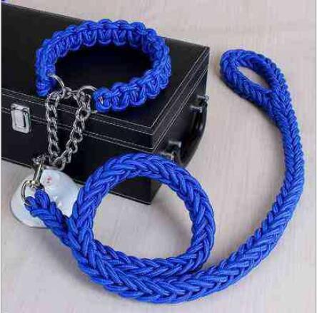 Double Strand Rope Large Dog Leashes Metal P Chain Buckle Contrast  Colorful Pet Traction Rope Collar Set Firm 1.2m Length