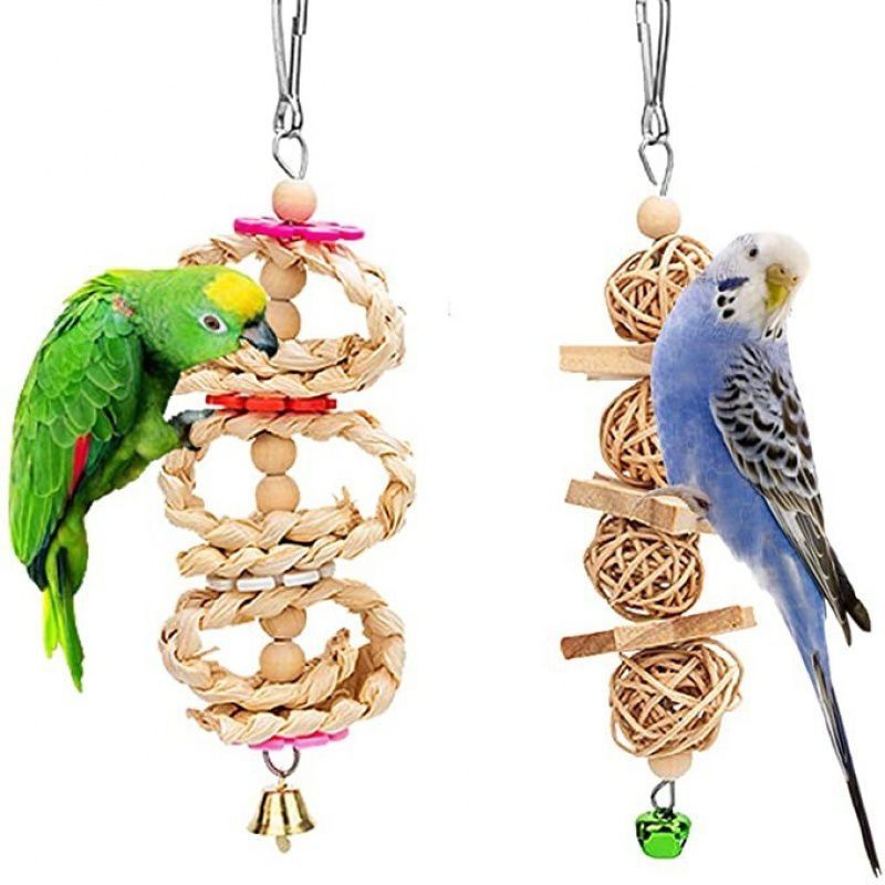 Parrot Bite Toy Small And Medium Bird Log Swing Ring Bell String