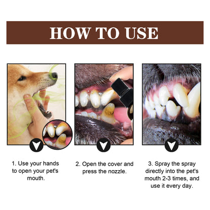 Pet Tooth Cleaning Spray, Cats And Dogs Removal Tartar Stains Bad Breath Oral Cleaning Spray
