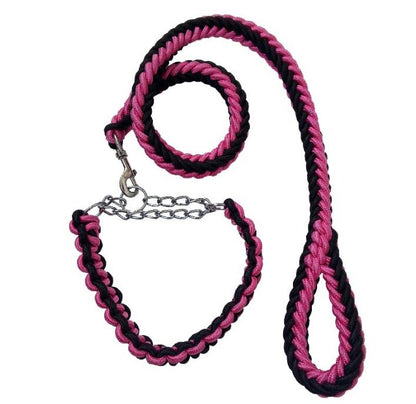 Double Strand Rope Large Dog Leashes Metal P Chain Buckle Contrast  Colorful Pet Traction Rope Collar Set Firm 1.2m Length