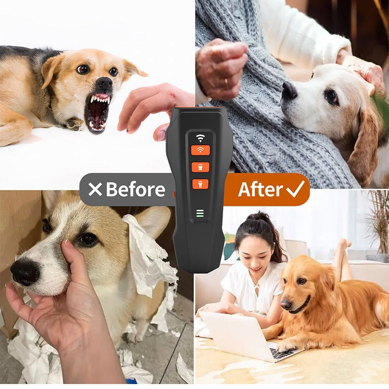 Ultrasonic Bark Stopper: Portable Rechargeable Anti-Barking Device with Frequency Modulation and LED Flashing Light