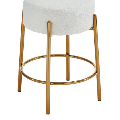 24 inch high circular bar stool, set of two - modern cushioned dining stool - including sturdy hardware support legs